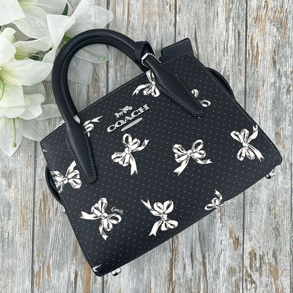 Coach Andrea Carryall Bag With Bow Print & Smooth Leather Crossbody Purse - Picture 3 of 15